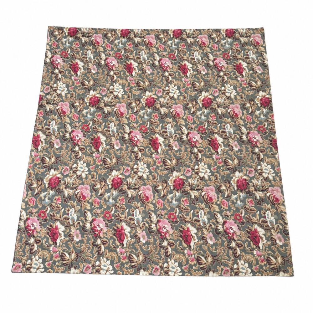 Longaberger Majolica Garden 48" Table Square Pink Green Floral Cotton Tablecloth